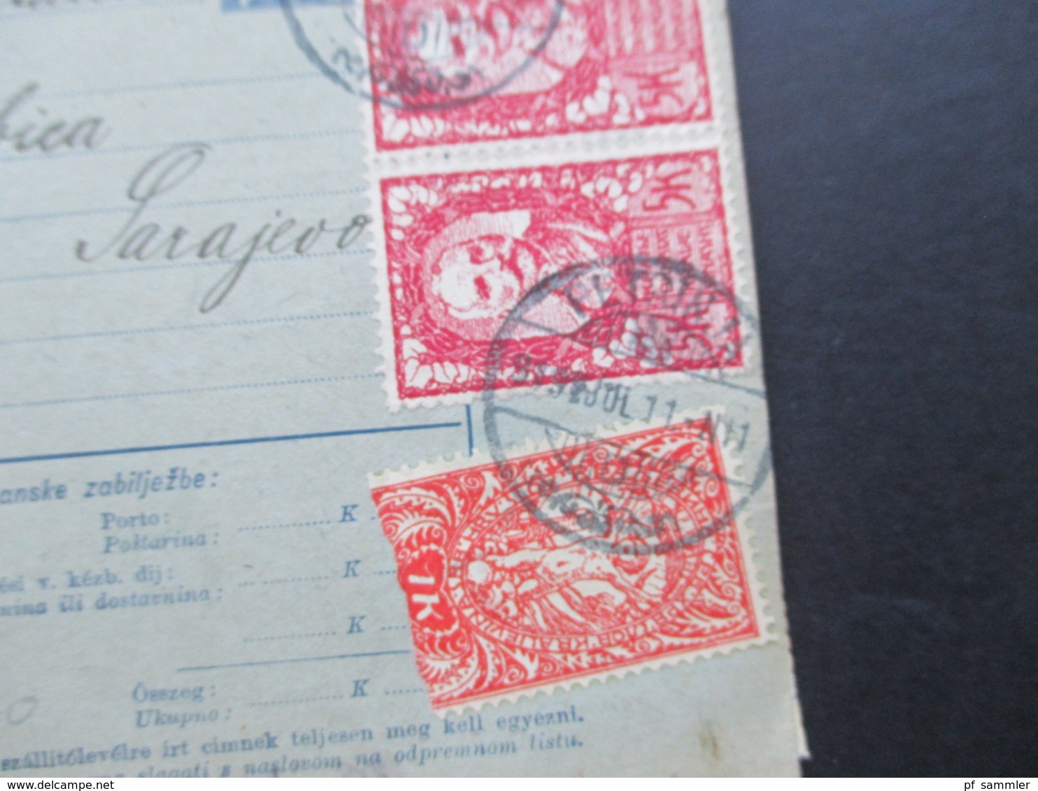 Jugoslawien SHS 1921 Paketkarten 24 Stück mit interessanten Frankaturen und Klebezettel und Stempel!