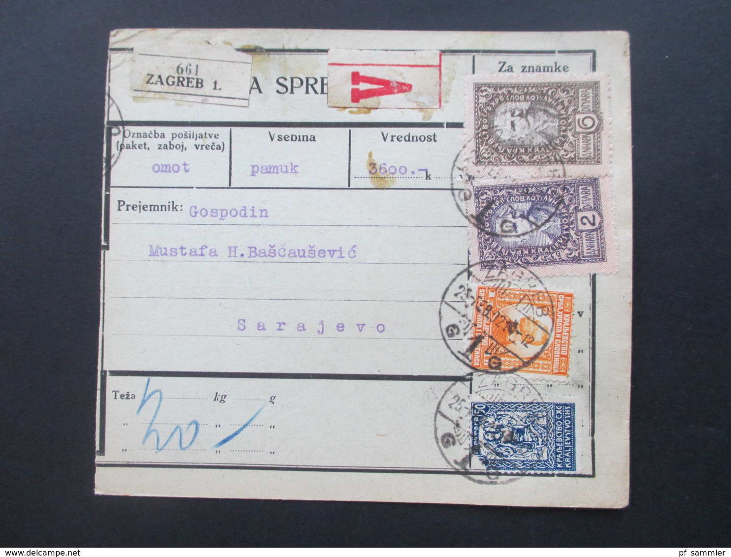 Jugoslawien SHS 1921 Paketkarten 24 Stück mit interessanten Frankaturen und Klebezettel und Stempel!