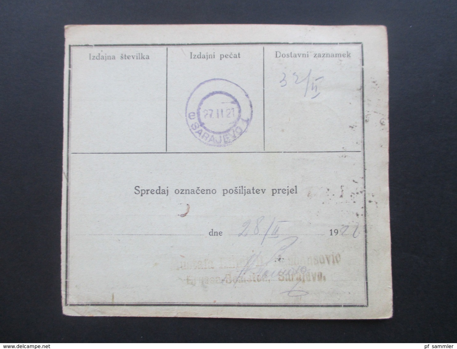 Jugoslawien SHS 1921 Paketkarten 24 Stück mit interessanten Frankaturen und Klebezettel und Stempel!