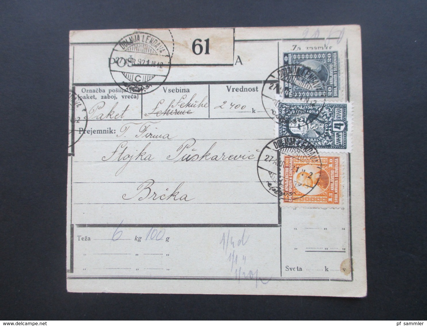 Jugoslawien SHS 1921 Paketkarten 24 Stück mit interessanten Frankaturen und Klebezettel und Stempel!