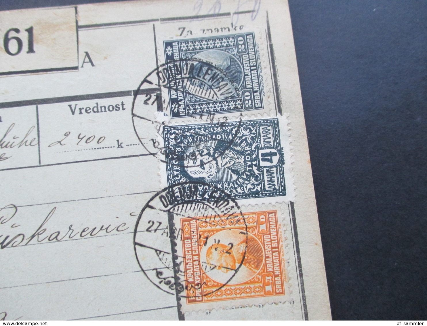 Jugoslawien SHS 1921 Paketkarten 24 Stück mit interessanten Frankaturen und Klebezettel und Stempel!