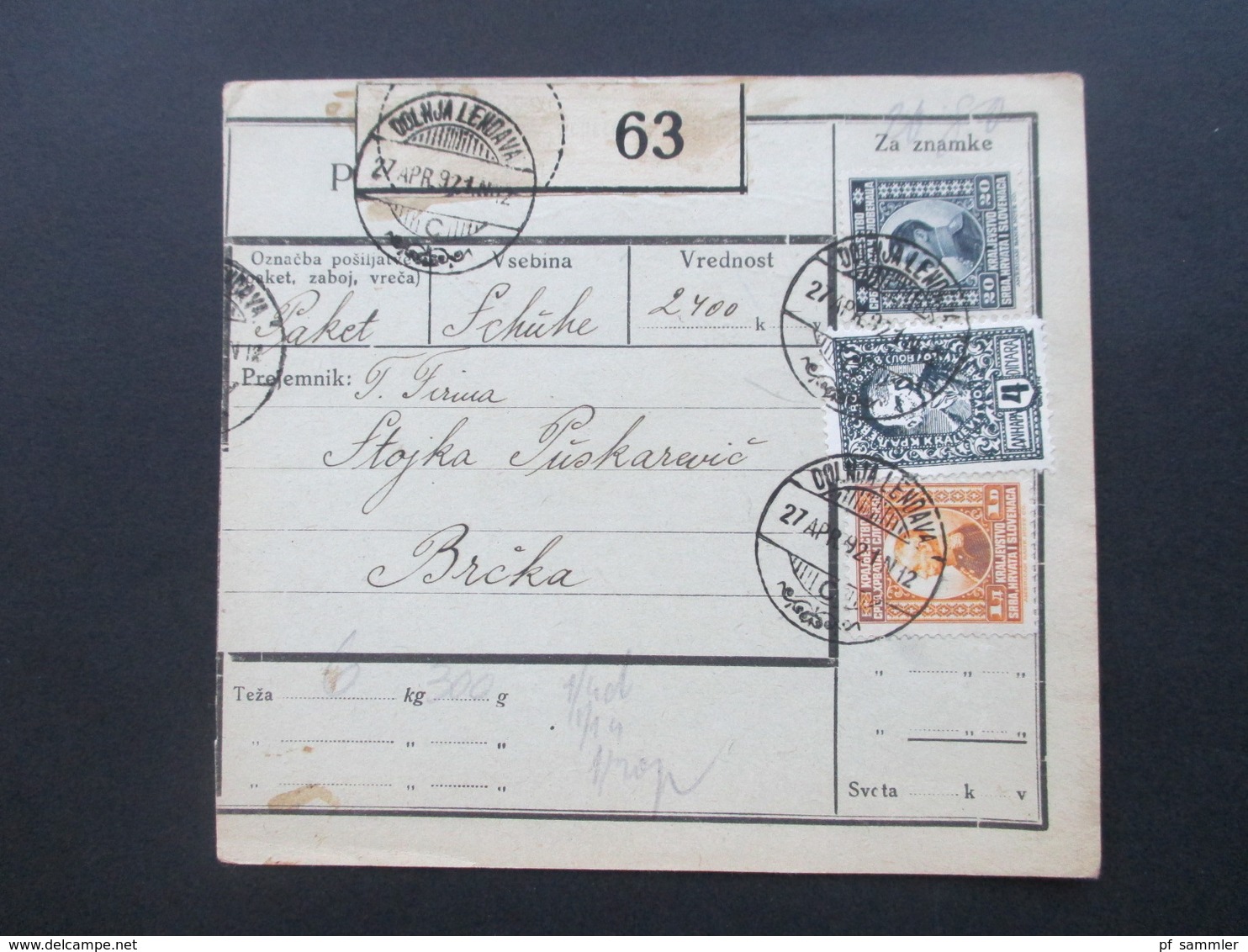 Jugoslawien SHS 1921 Paketkarten 24 Stück mit interessanten Frankaturen und Klebezettel und Stempel!