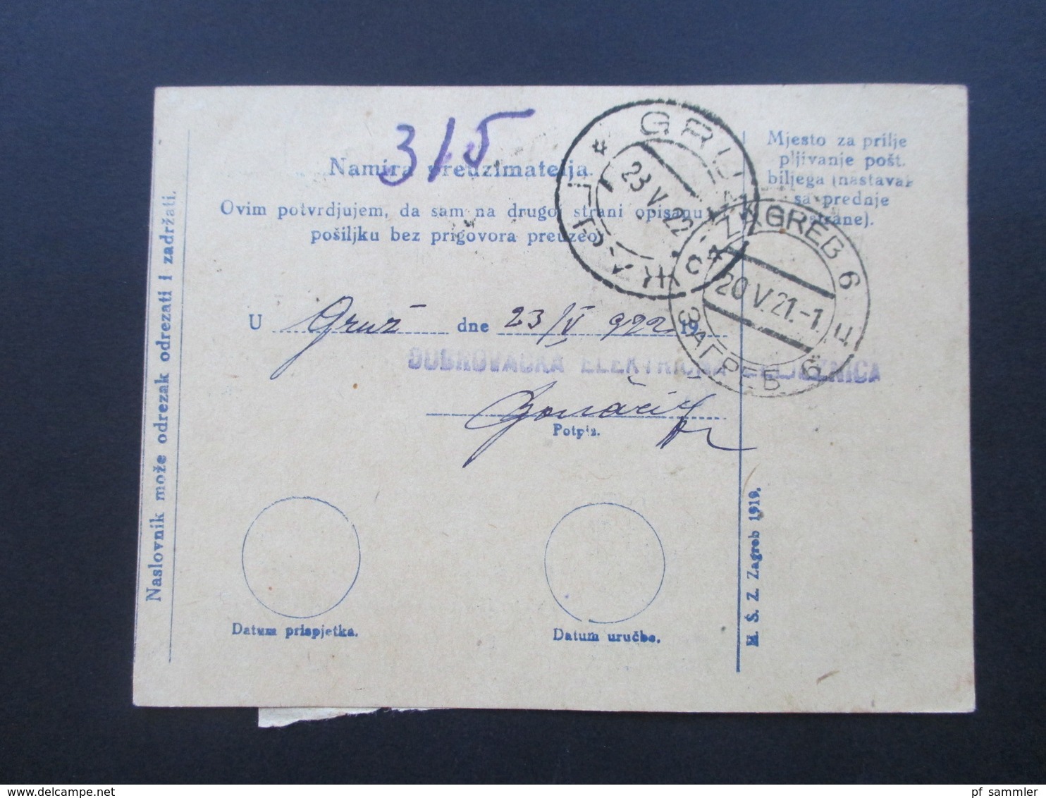 Jugoslawien SHS 1921 Paketkarten 24 Stück mit interessanten Frankaturen und Klebezettel und Stempel!