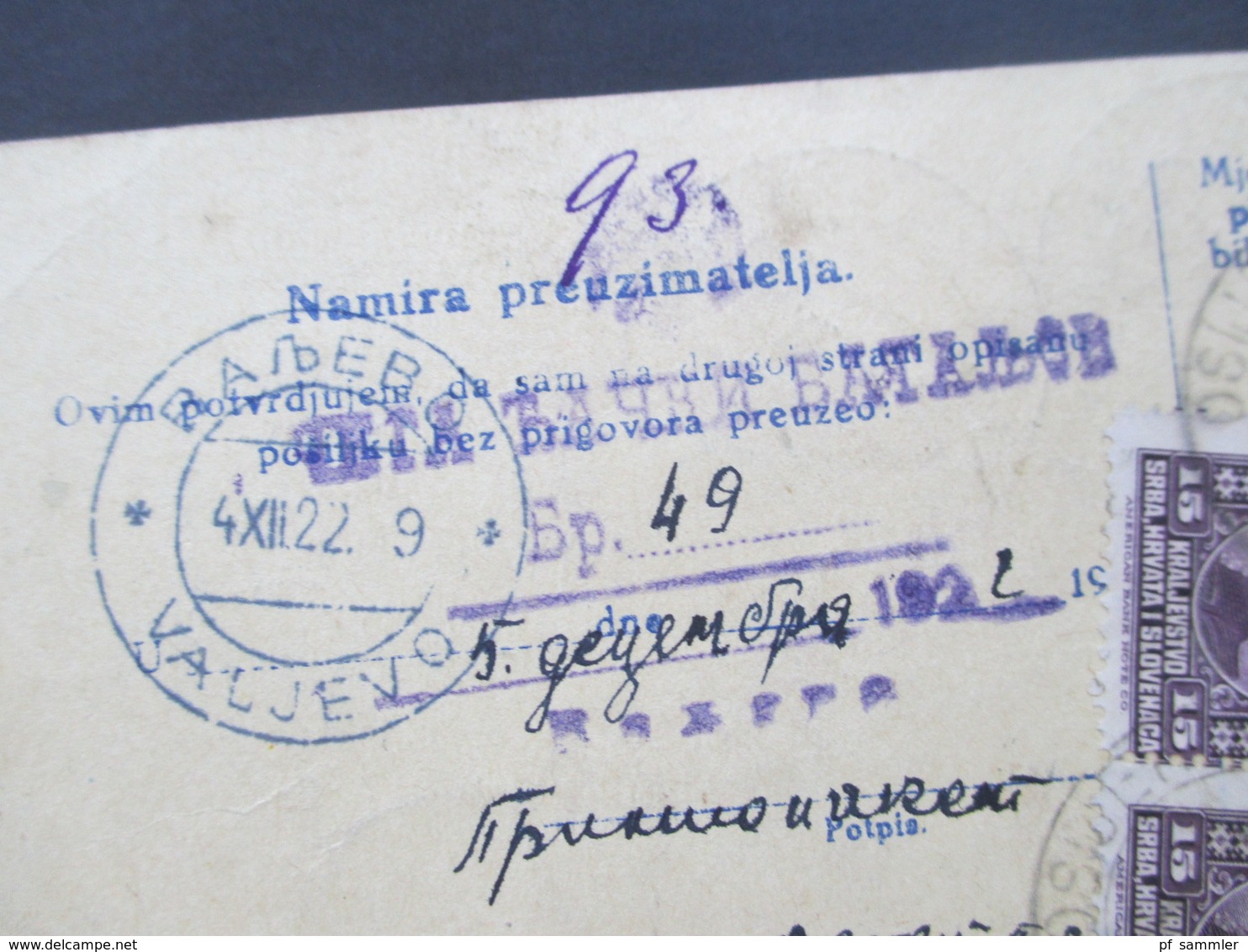 Jugoslawien SHS 1921 Paketkarten 24 Stück mit interessanten Frankaturen und Klebezettel und Stempel!