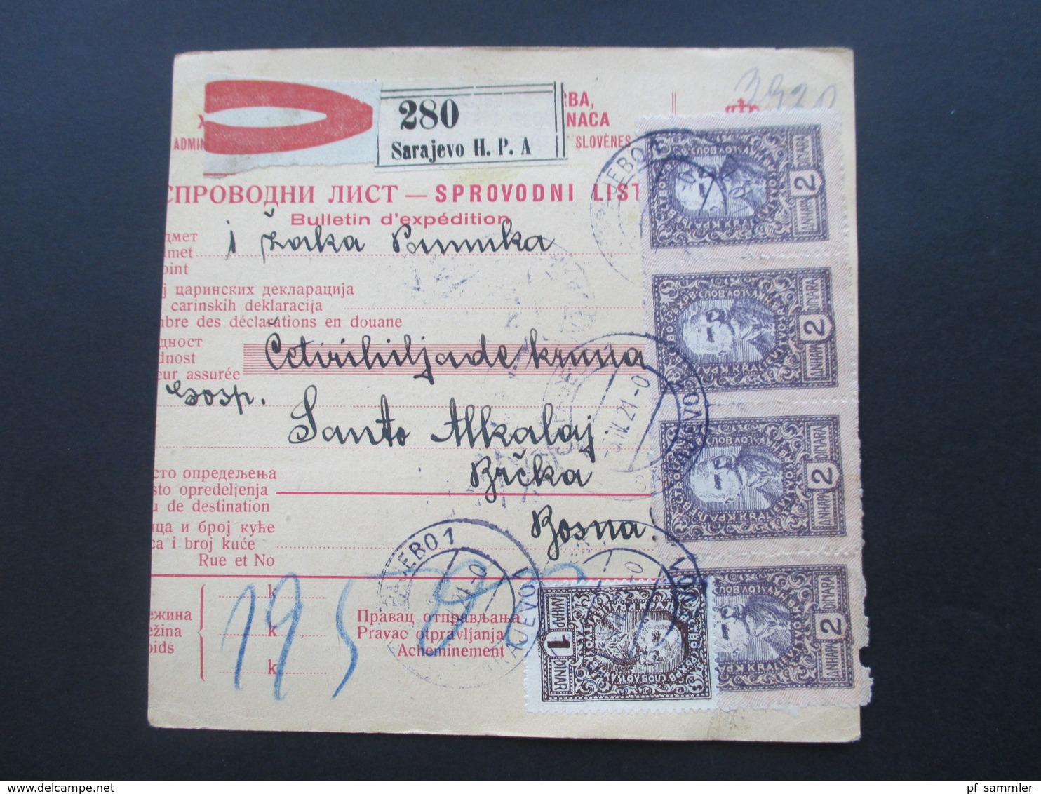Jugoslawien SHS 1921 Paketkarten 24 Stück mit interessanten Frankaturen und Klebezettel und Stempel!