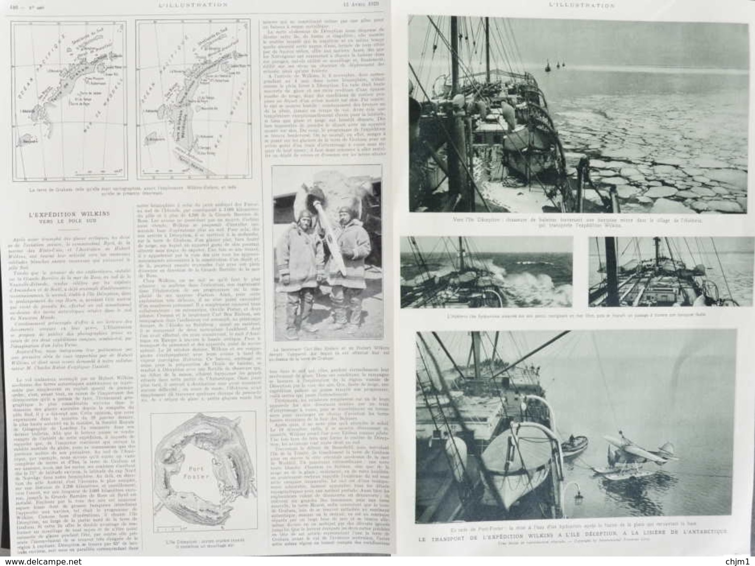 L'expédition Wilkins Vers Le Pôle Sud - Carl Ben Eielson Et Sir Hubert Wilkins - Page Originale Double 1929 - Documenti Storici