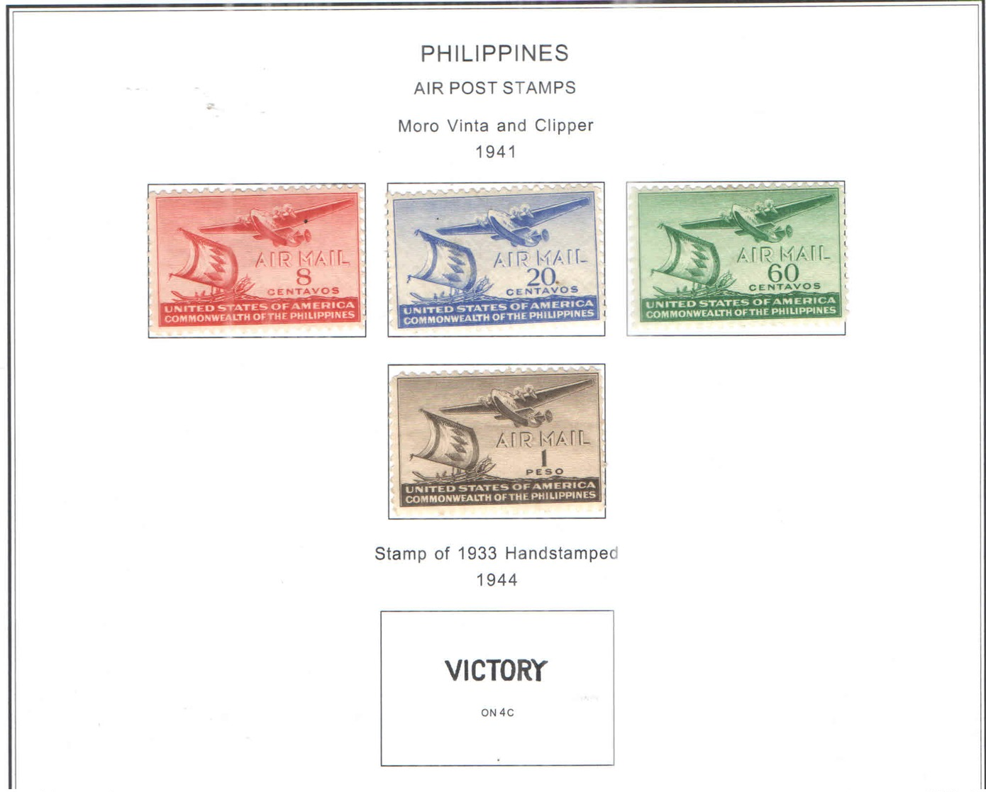 Filippine Posta Aerea  1941  USA Moro Vinta Clipper New  Scott.C 59/62+See Scan On Scott.Page; - Philippines