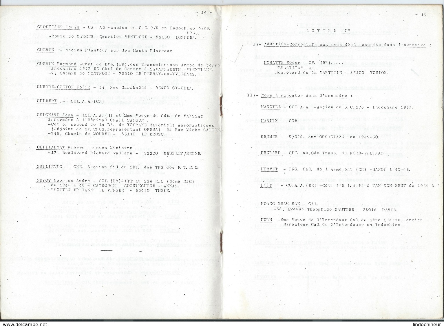 Indochine Vietnam Annuaire Des Anciens D'Indochine Octobre 1979 21 X 15 Cm 32 Pages 2 Scans Bien - Documents