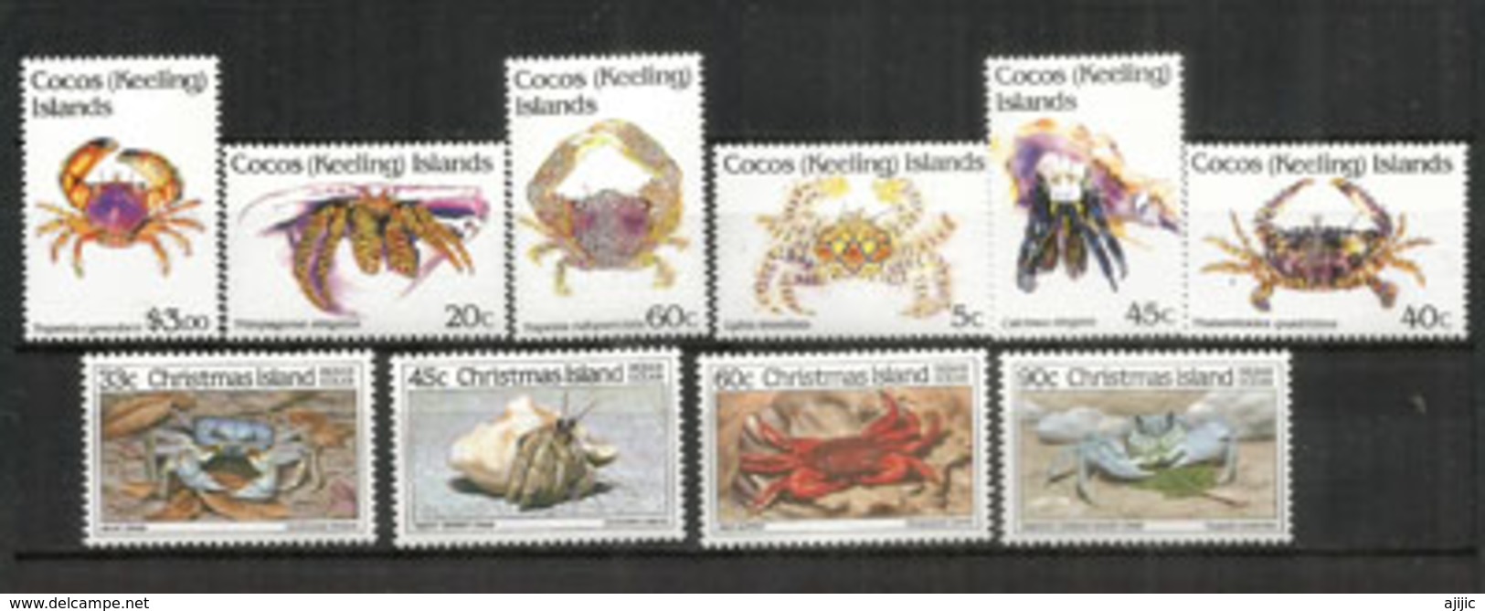 Crabes Des îles Cocos & Christmas .  10 Timbres Neufs **   Côte 25,00 Euro - Cocos (Keeling) Islands
