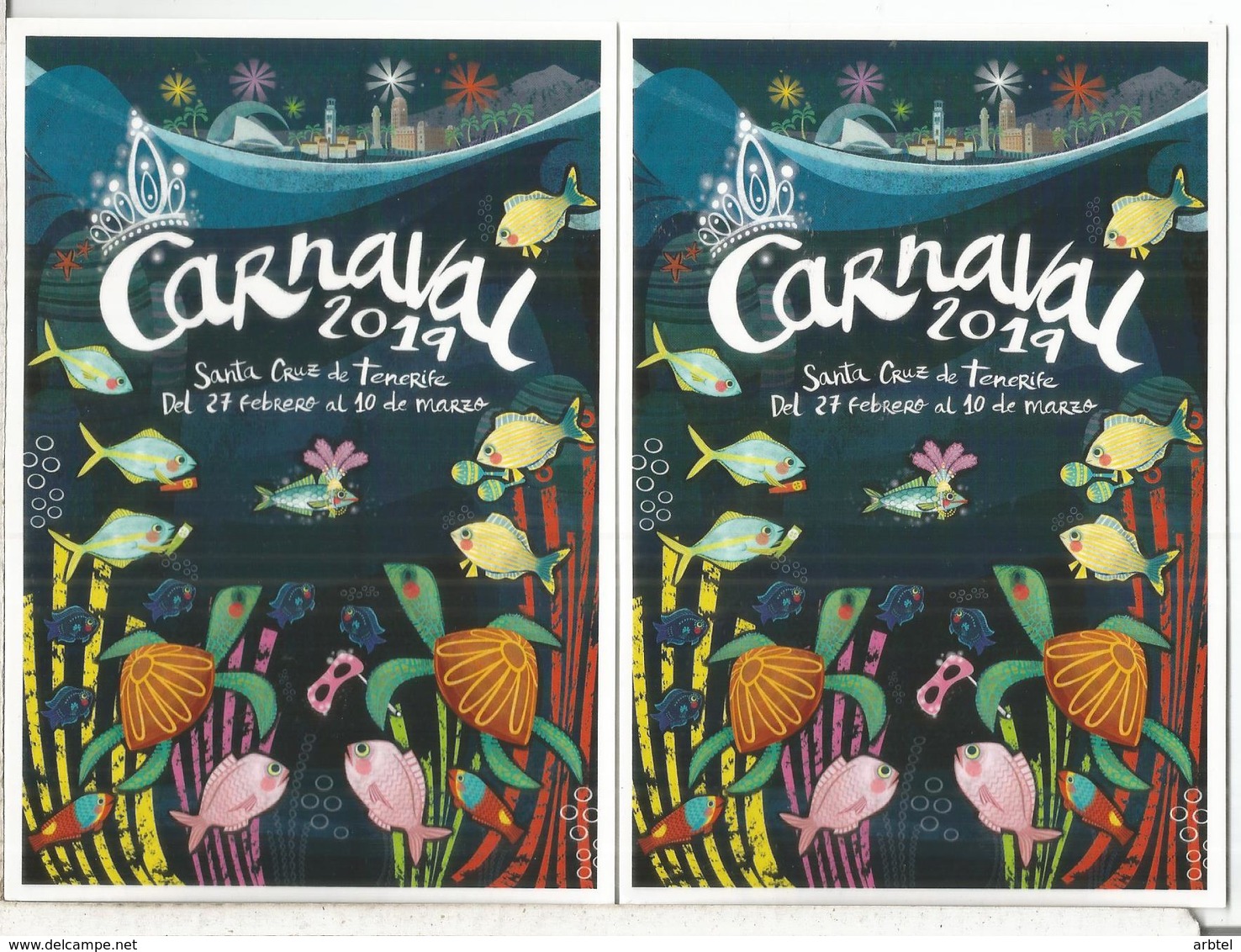 ESPAÑA 2 ENTERO POSTAL TARIFA A Y B CARNAVAL TENERIFE 2019 CARNIVAL - Carnavales