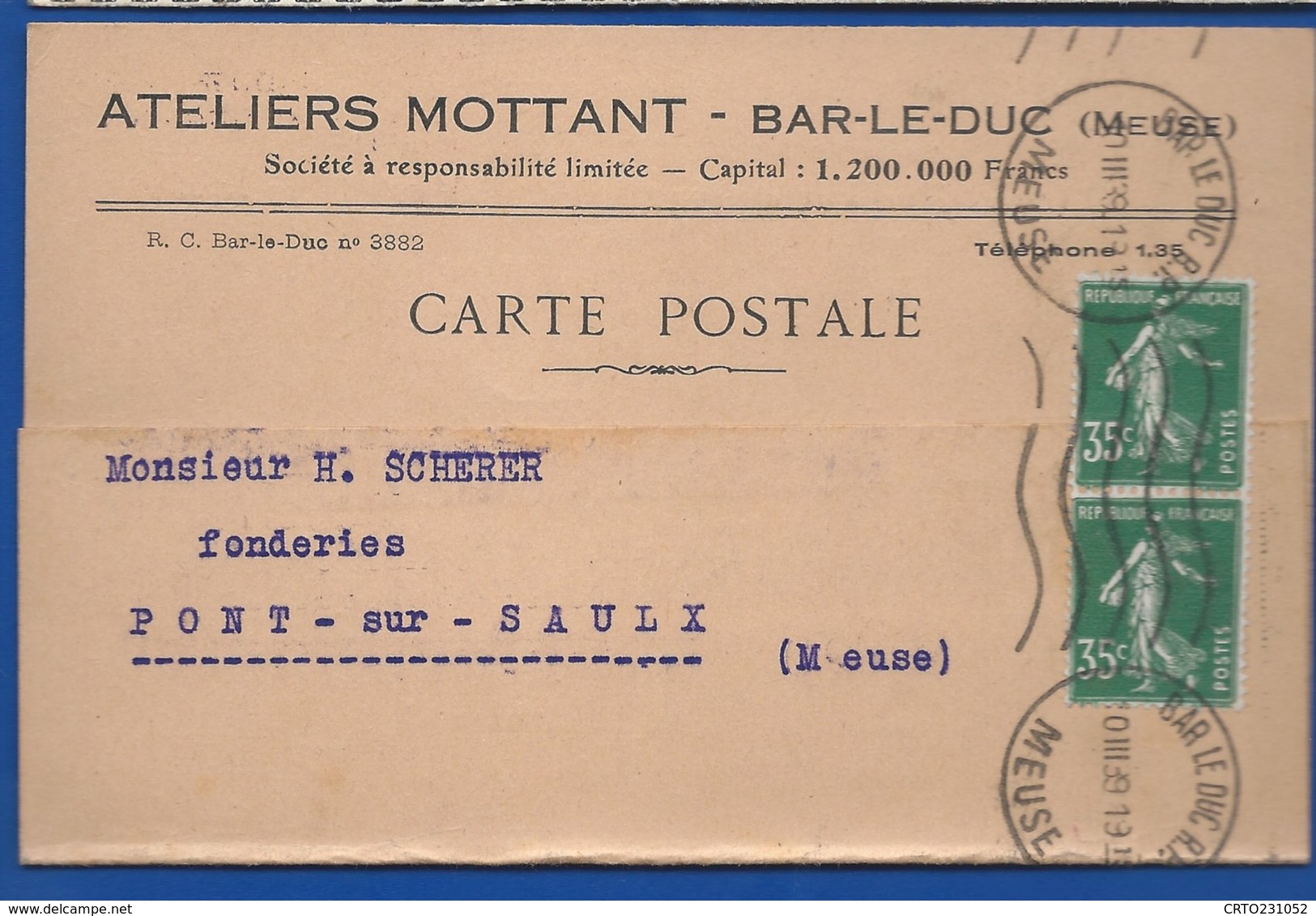 Carte A Entête D'Entreprise  Quincaillerie : Ateliers MOTTANT    BAR-LE-DUC      écrite En 1939 - Bar Le Duc
