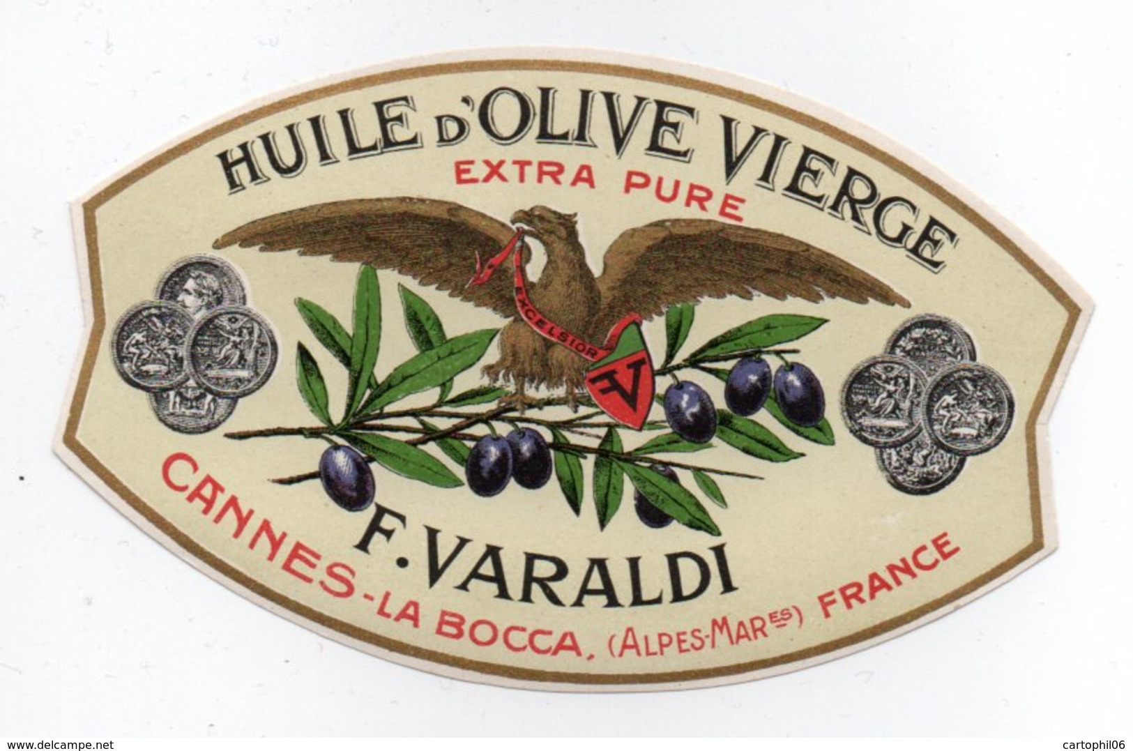 - ALIMENTATION - HUILE D'OLIVE VIERGE - EXTRA PURE - F. VARALDI - CANNES-LA-BOCCA - - Other & Unclassified