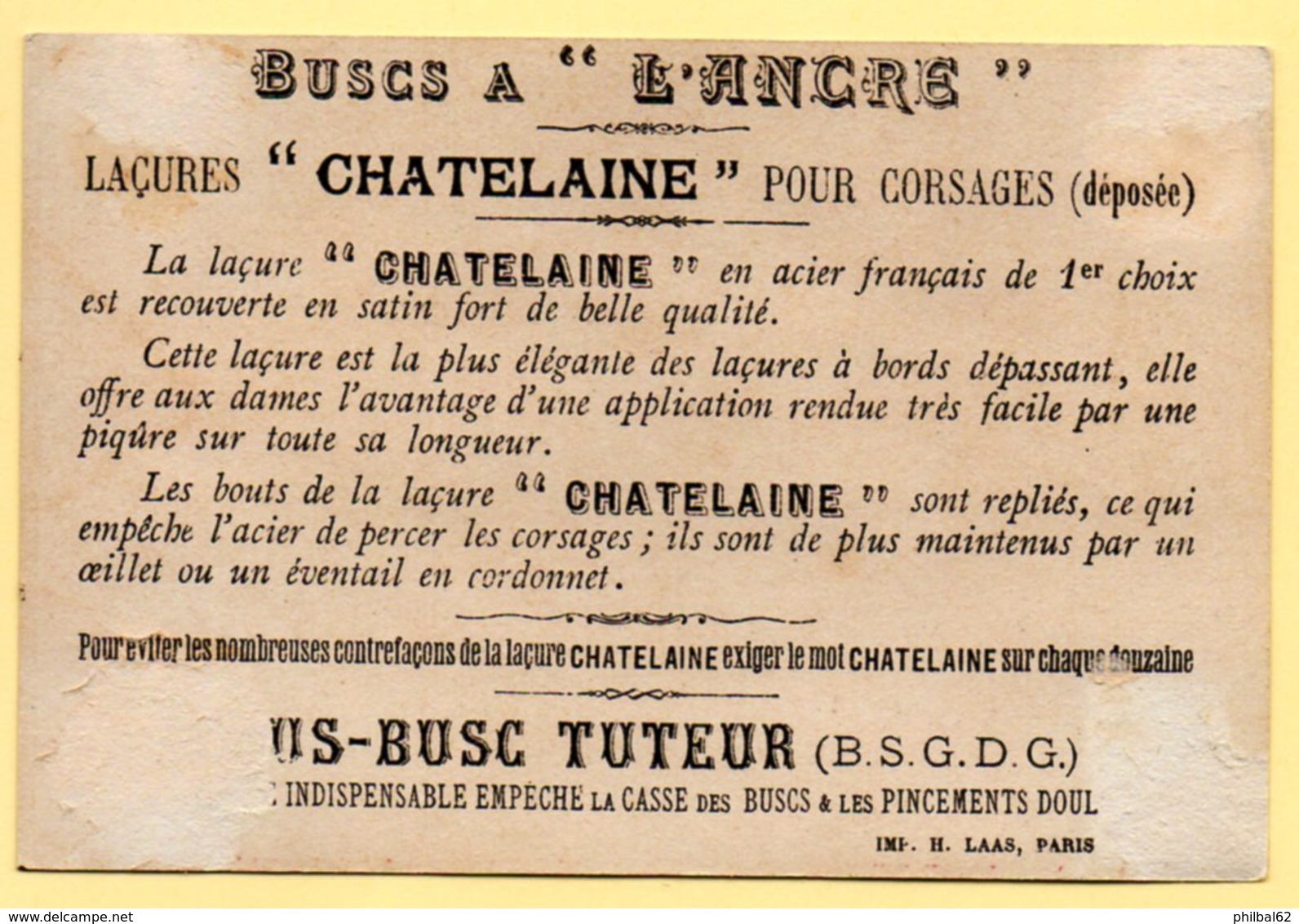 Chromo Buscs "A L'Ancre", Laçures Pour Corsages. Illustration, Chez La Fleuriste, Choix Embarrassant. - Other & Unclassified