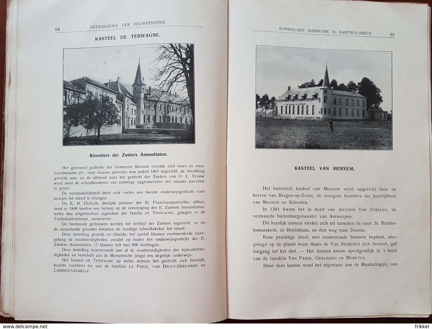 Boek: Merksem 1926 Gedenkboek Eeuwfeesten Harmonie St Bartholomeus Merxem Voorheen en Nu (287 blz ; 16 x 25 cm)