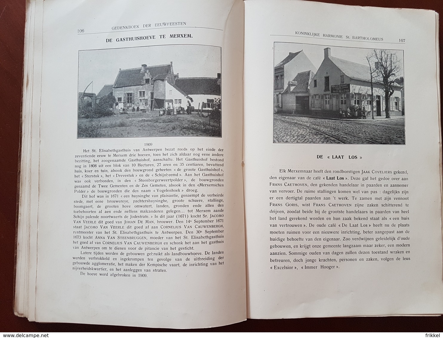 Boek: Merksem 1926 Gedenkboek Eeuwfeesten Harmonie St Bartholomeus Merxem Voorheen en Nu (287 blz ; 16 x 25 cm)