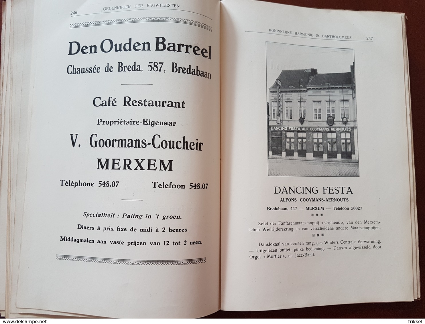 Boek: Merksem 1926 Gedenkboek Eeuwfeesten Harmonie St Bartholomeus Merxem Voorheen en Nu (287 blz ; 16 x 25 cm)