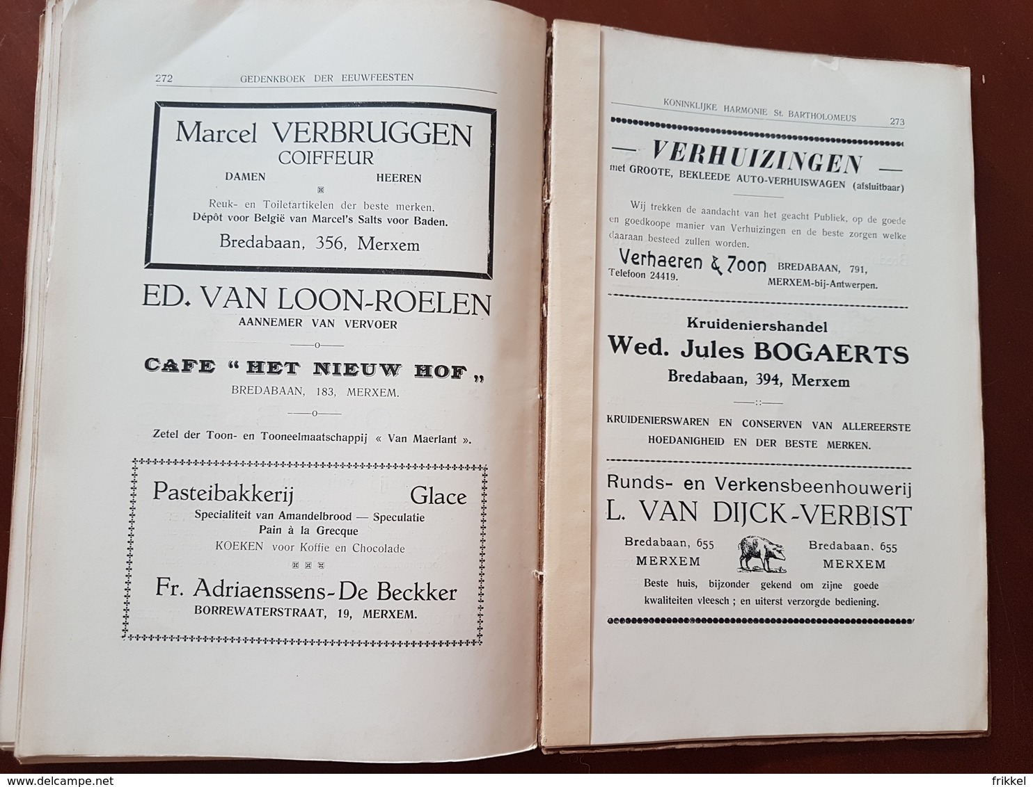 Boek: Merksem 1926 Gedenkboek Eeuwfeesten Harmonie St Bartholomeus Merxem Voorheen en Nu (287 blz ; 16 x 25 cm)