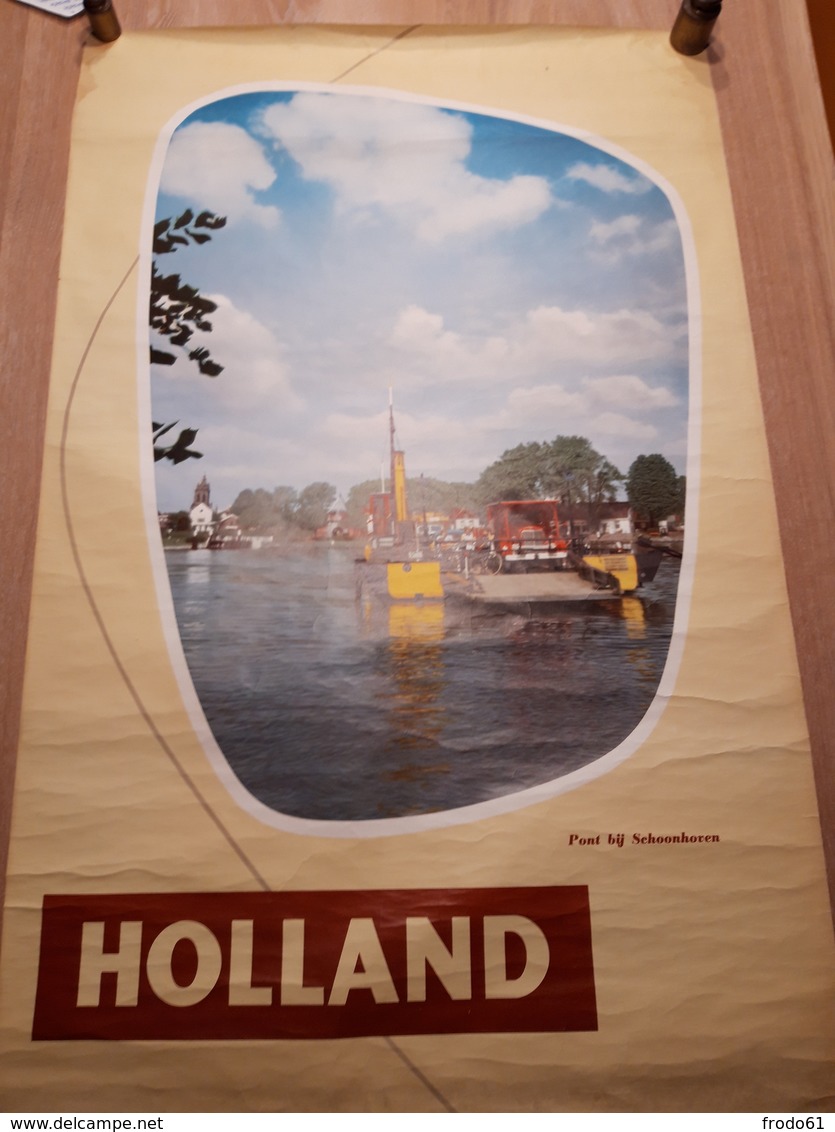 OUDE AFFICHE1950-1965, HOLLAND, HOLLANDE, NEDERLAND, PONT BIJ SCHOONHOVEN, 62x98cm - Affiches