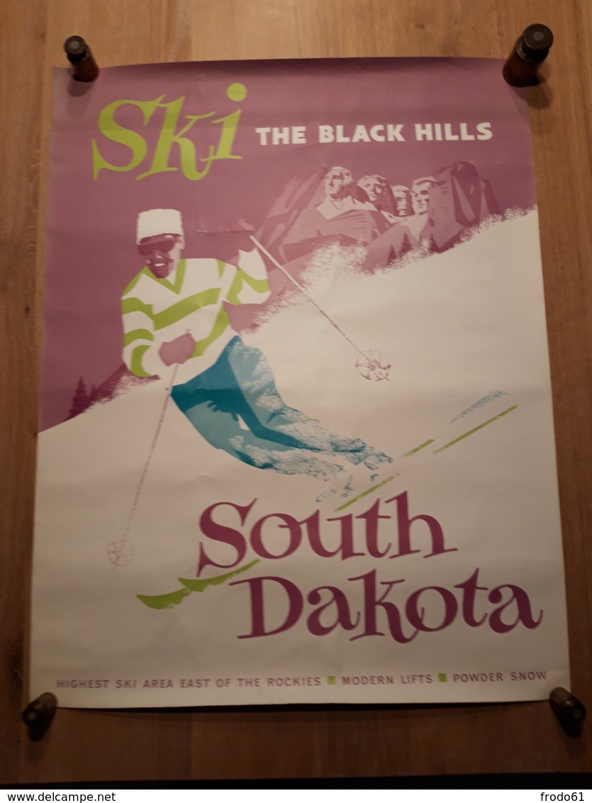 OUDE AFFICHE1950-1965, SKI, THE BLACK HILLS, SOUTH DAKOTA, 56x70cm - Affiches