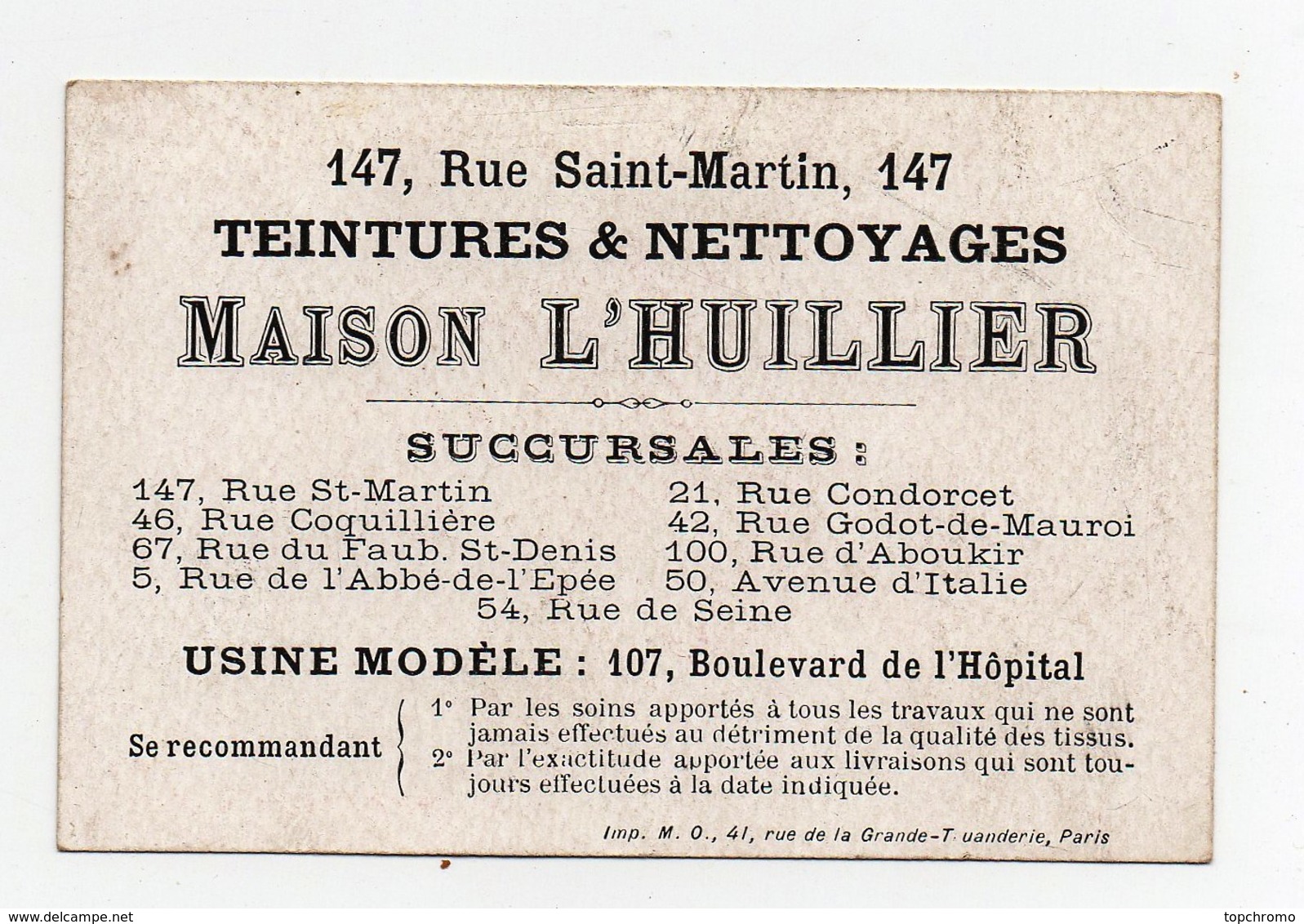 CHROMO Teintures Maison L'huillier Enfant Fille Fillette Hiver Neige - Autres & Non Classés