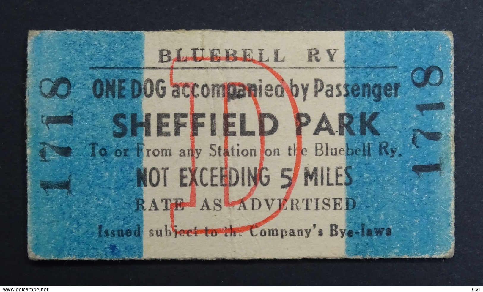 Bluebell Railway Ticket, Dog & Passenger Sheffield Park, United Kingdom (UK). - Europe