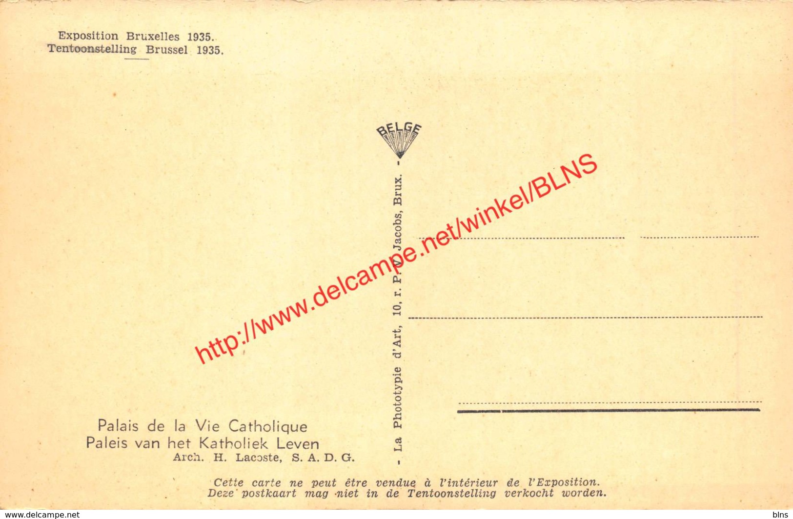 Palais De La Vie Catholique - Exposition Universelle Et Internationale De Bruxelles 1935 - Brussel Bruxelles - Universal Exhibitions