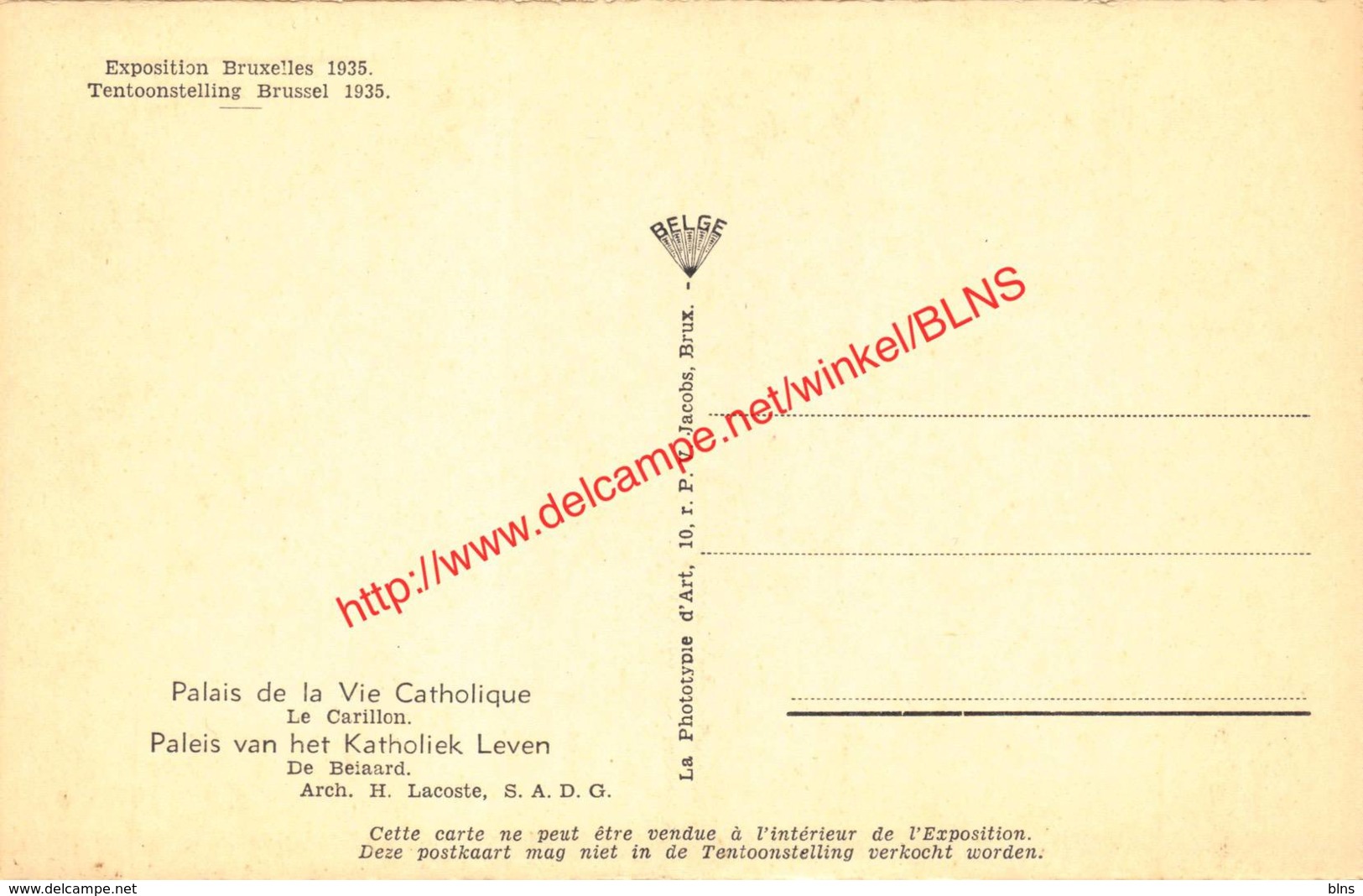 Palais De La Vie Catholique - Exposition Universelle Et Internationale De Bruxelles 1935 - Brussel Bruxelles - Expositions Universelles