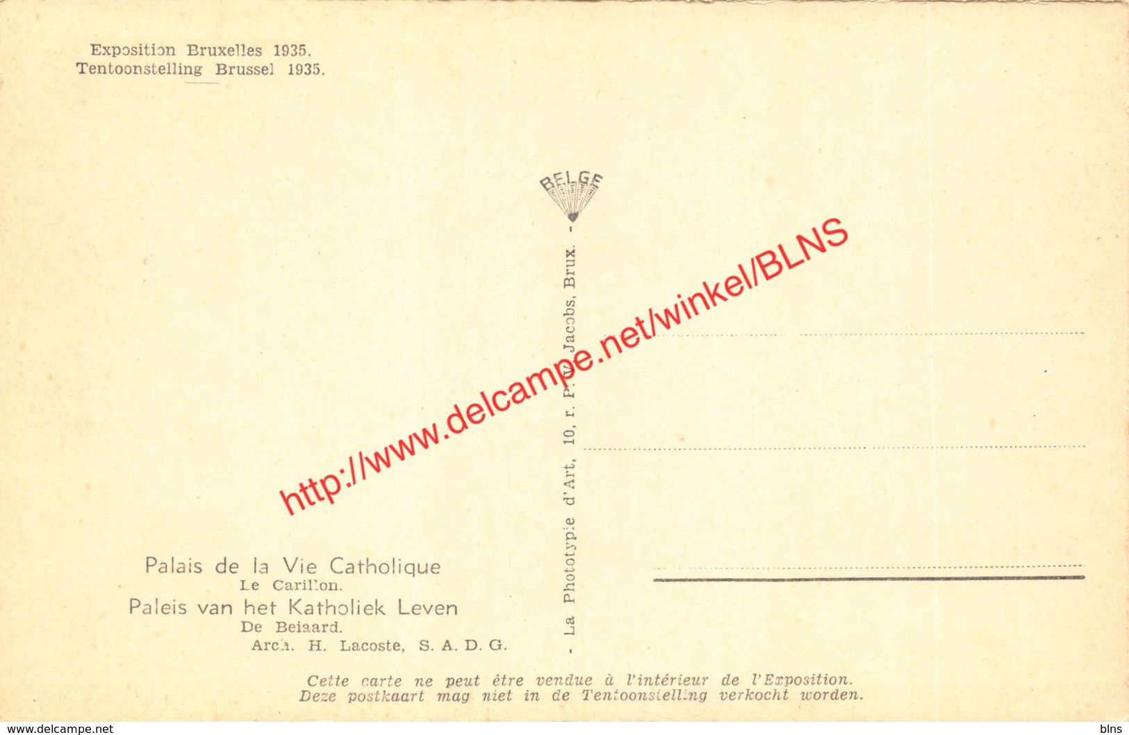 Palais De La Vie Catholique - Exposition Universelle Et Internationale De Bruxelles 1935 - Brussel Bruxelles - Expositions Universelles