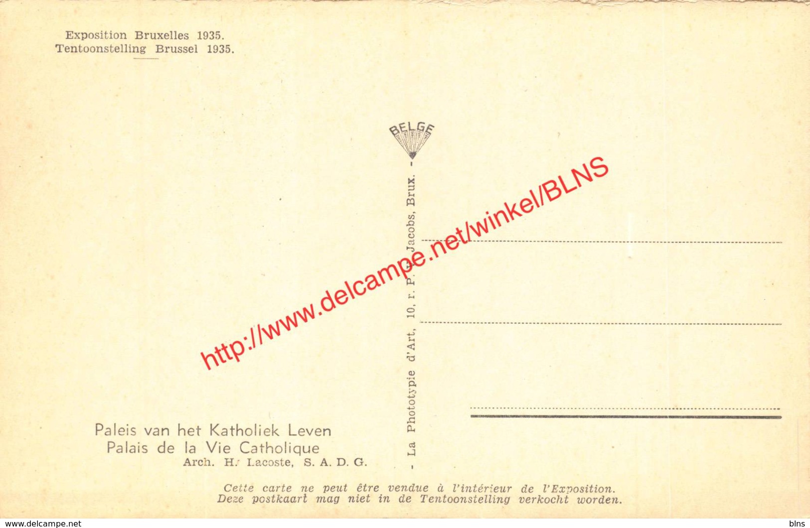 Palais De La Vie Catholique - Exposition Universelle Et Internationale De Bruxelles 1935 - Brussel Bruxelles - Expositions Universelles