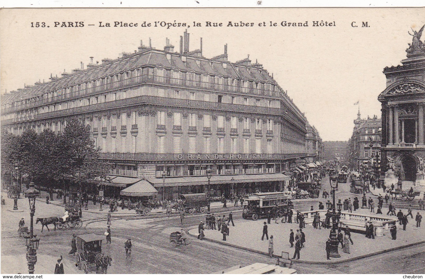 75. PARIS. CPA . LA PLACE DE L'OPERA. LA RUE AUBERT ET LE GRAND HOTEL - Distretto: 09