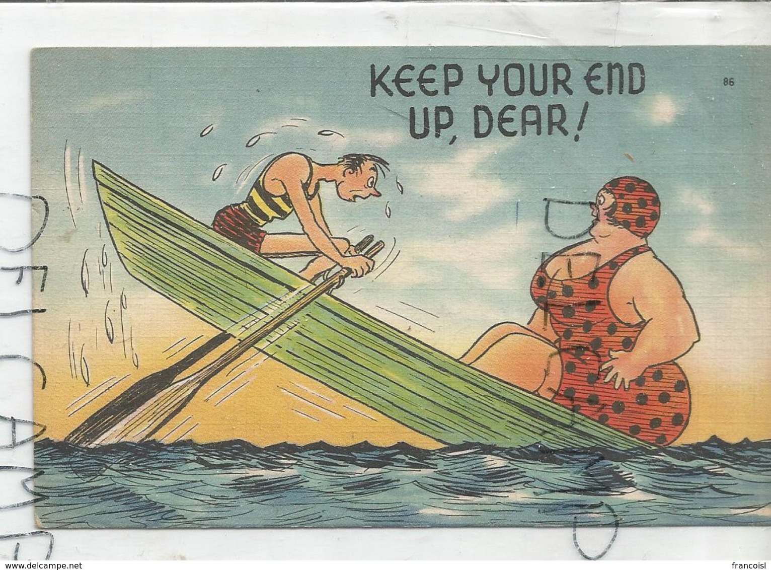 Couple Disproportionné Dans Une Barque: "Keep Your End Up, Dear!" - Humor