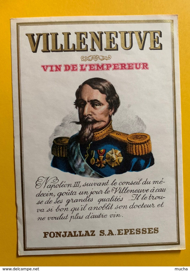 10135 - Villeneuve Vin De L'empereur Napoléon III Suisse - Autres & Non Classés