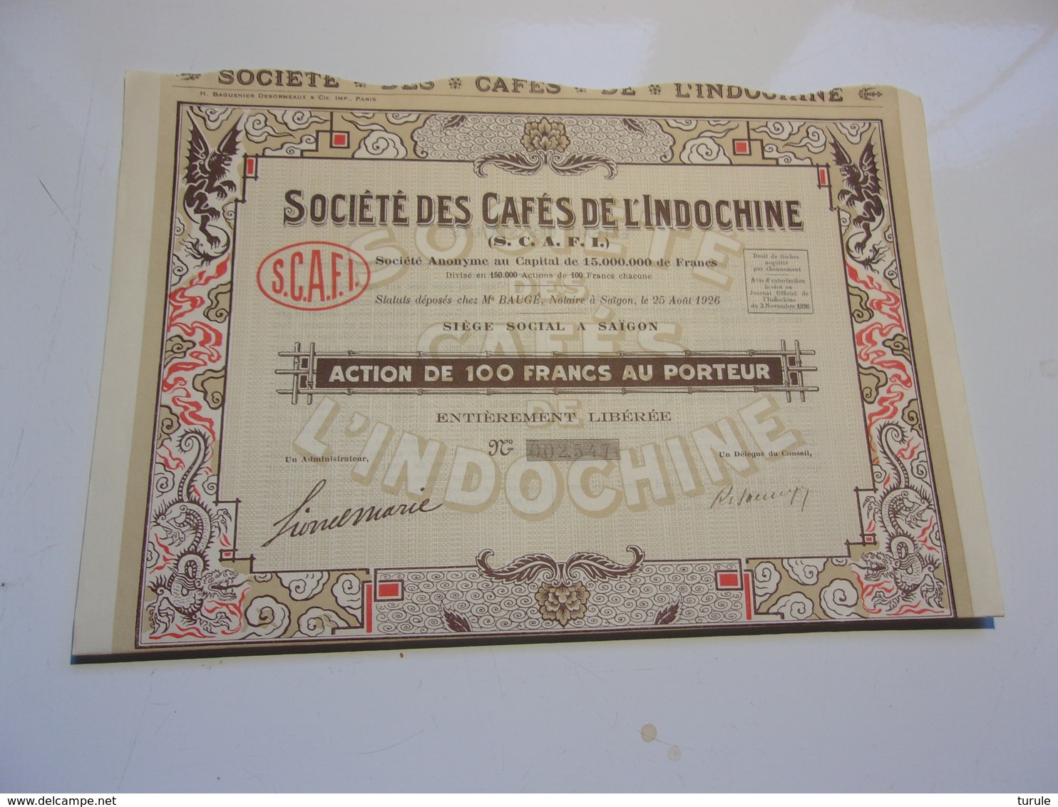 Cafés De L'indochine (1926) SAIGON,INDOCHINE - Autres & Non Classés