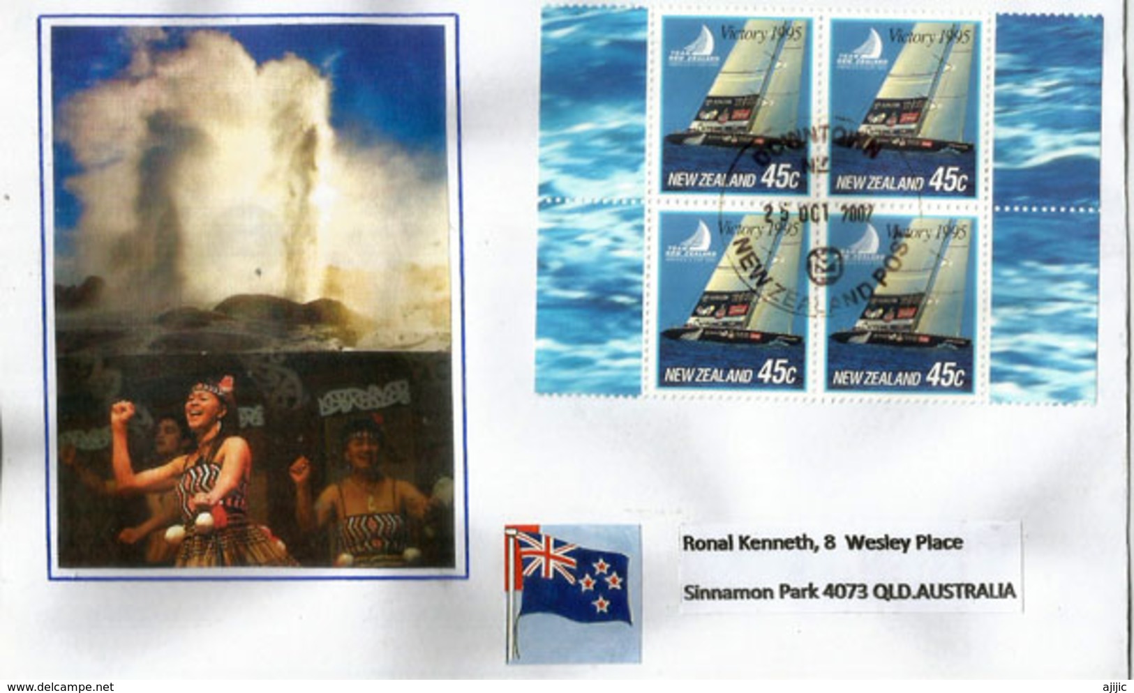 Team New-Zealand Sailing Team Black Magic, Letter From New-Zealand Sent To Australia - Storia Postale