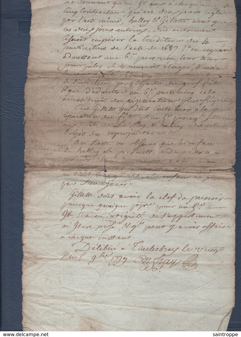 Manuscrit De 1779.Tinchebray, Délibération Sur L'utilisation En Communauté D'un Pressoir. - Manuscrits