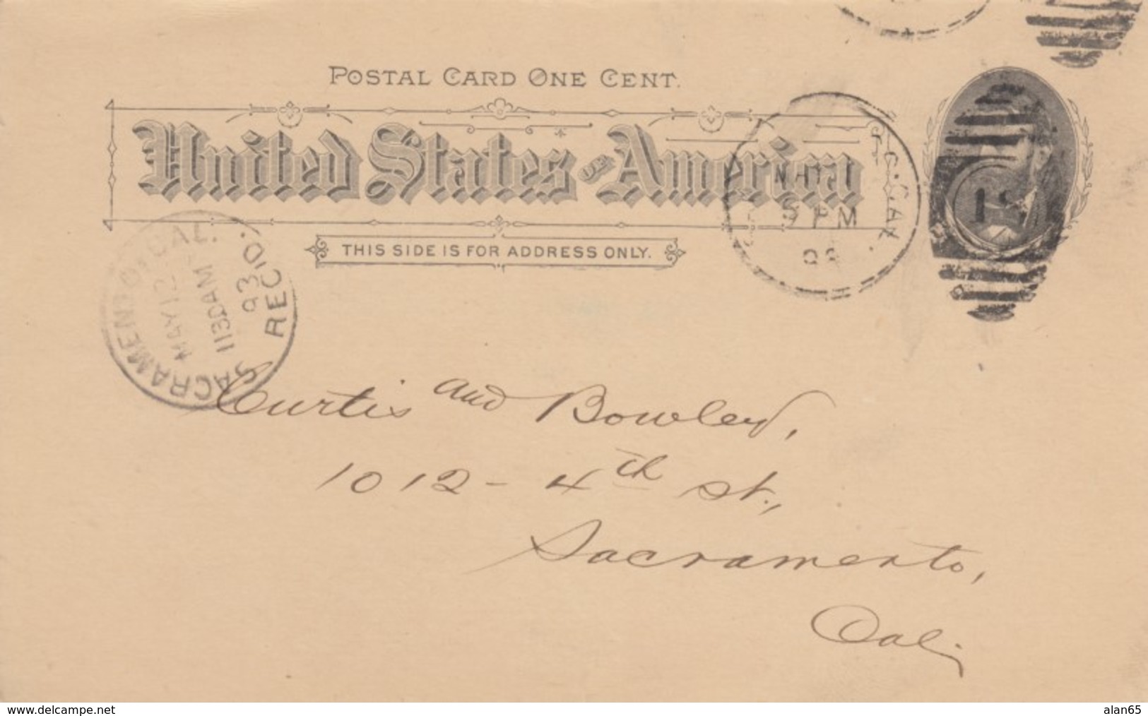 Sc#UX10 1c Grant 1891 Postal Card, Request For Property Insurance Policy, Pacific States Savings Loan & Building Company - ...-1900