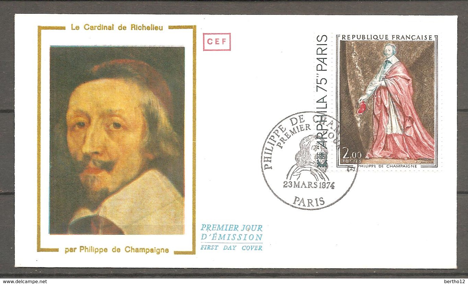 FDC 1974  LE CARDINAL DE RICHELIEU - 1970-1979