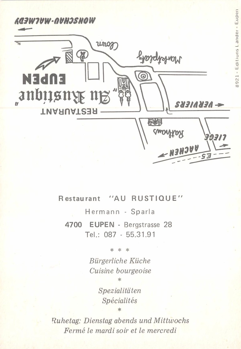 Eupen - Bergstrasse - Restaurant "Au Rustique" - Eupen