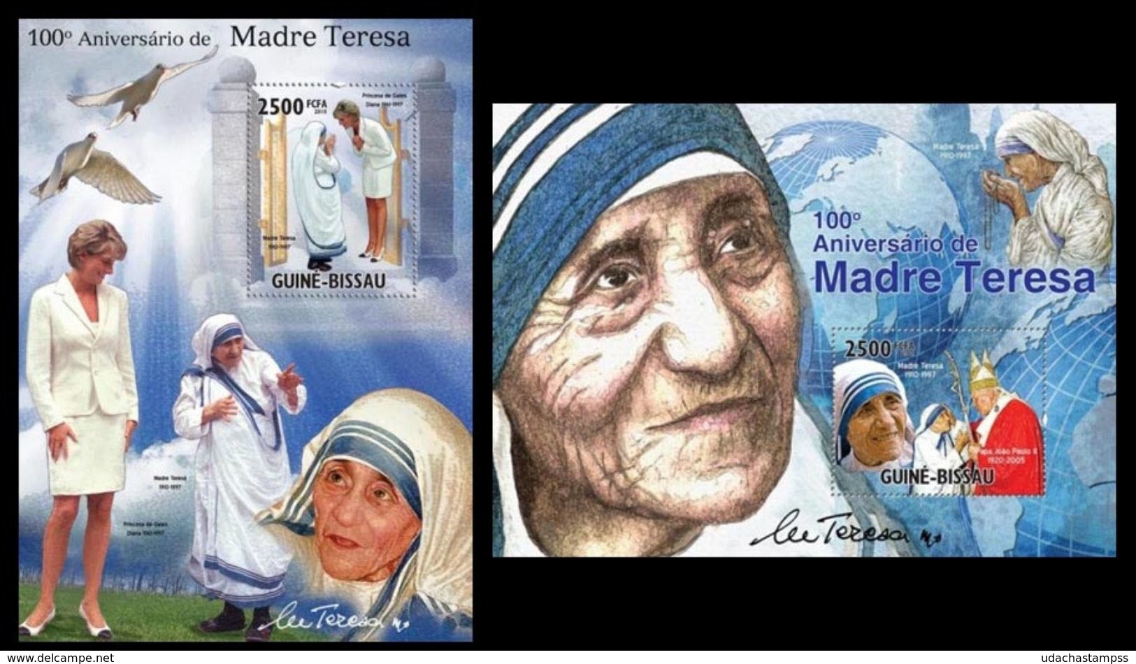 Guinea Bissau 2010 Mother Teresa Klb+s/s MNH - Mother Teresa