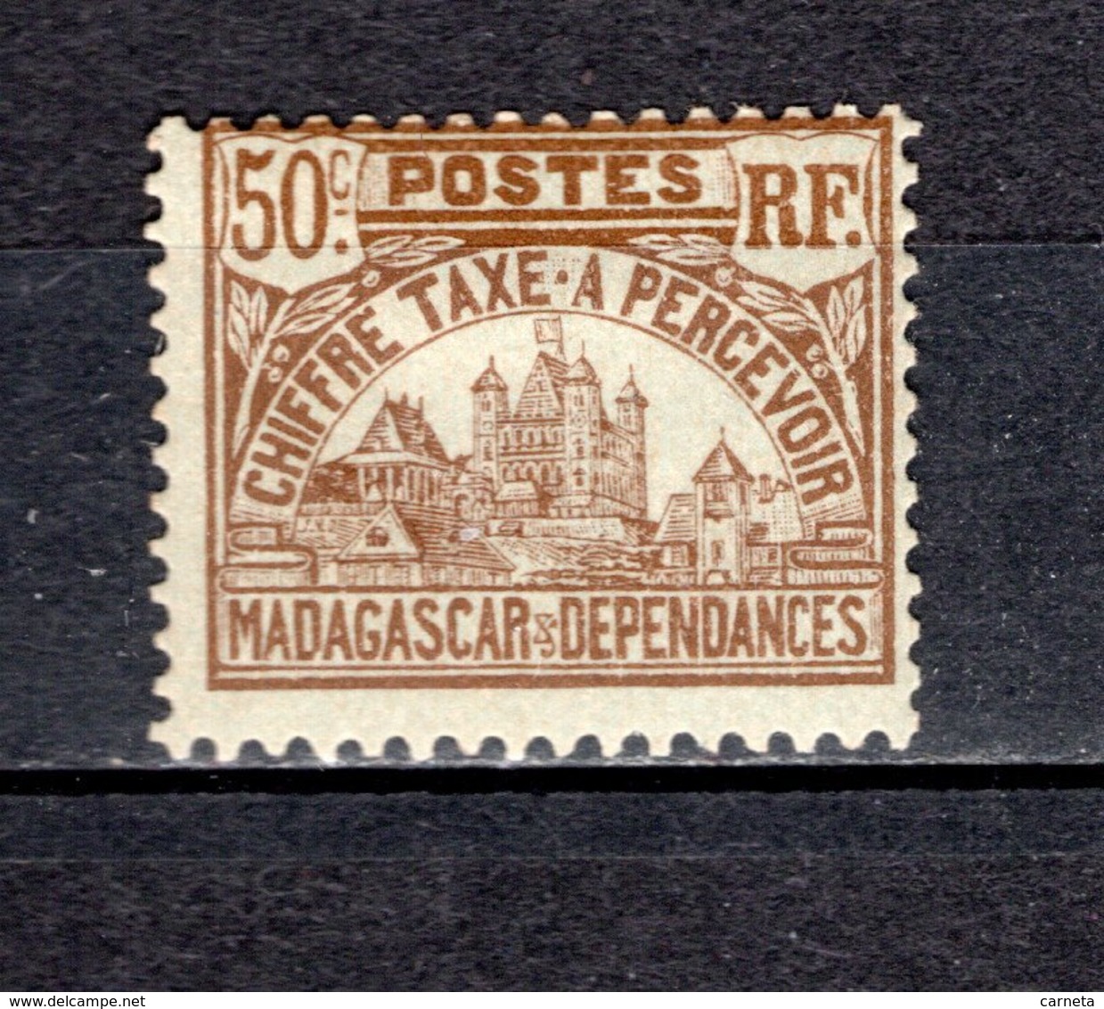 MADAGASCAR  TAXE  N° 14   NEUF AVEC CHARNIERE  COTE 0.80€    PALAIS ROYAL - Portomarken