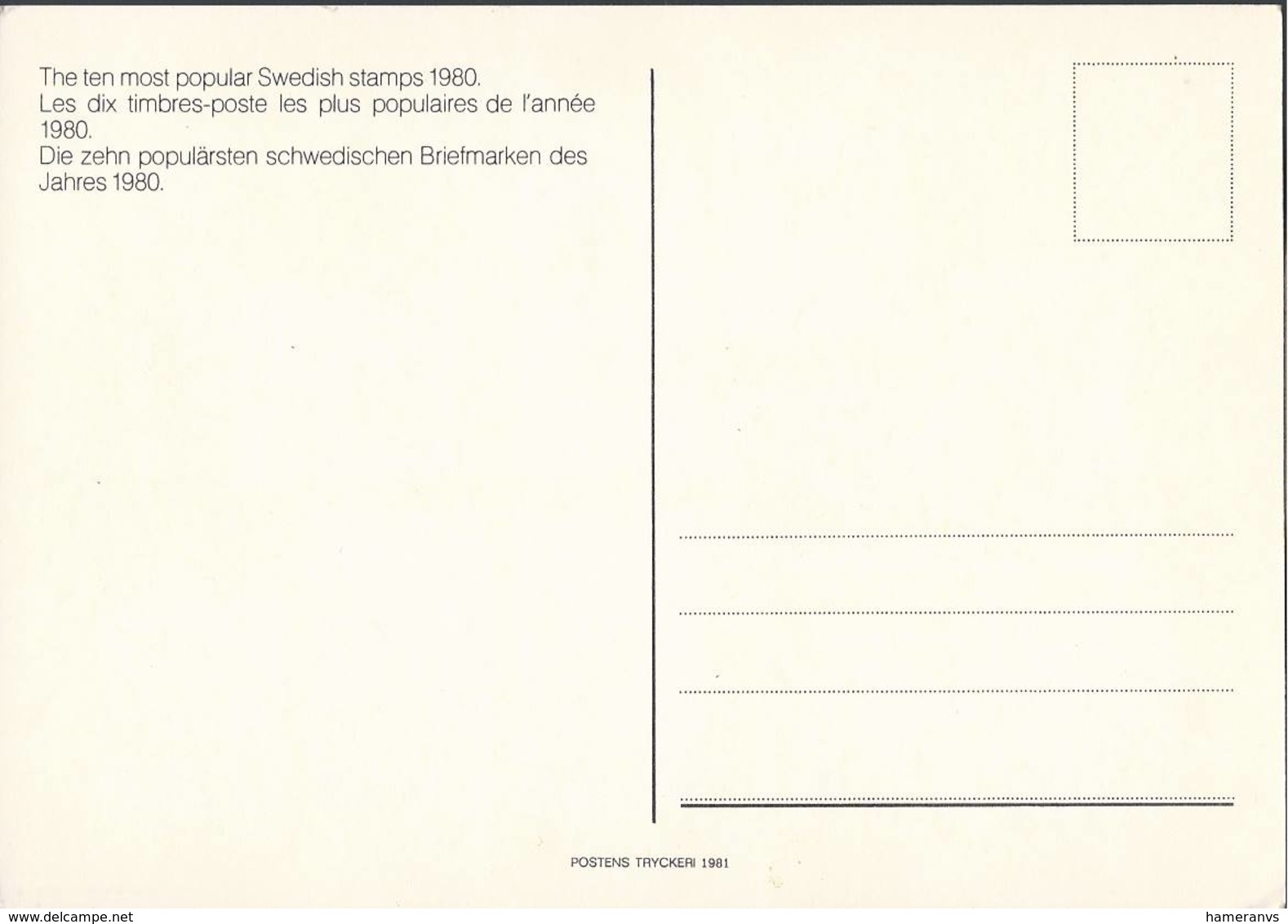 De Tio Popularaste I 1980 Ars Omrostningstavling -The Ten Most Popular Swedish Stamps 1980 -  - H2389 - Francobolli (rappresentazioni)