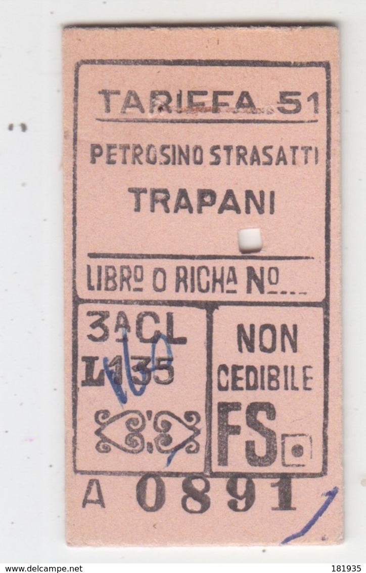 Biglietto Treno-Italy Italia - Europa