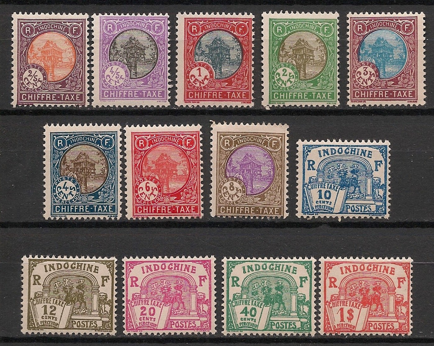 Indochine - 1927 - Taxe TT N°Yv. 44 à 56 - Série Complète - Neuf Luxe ** / MNH / Postfrisch - Timbres-taxe
