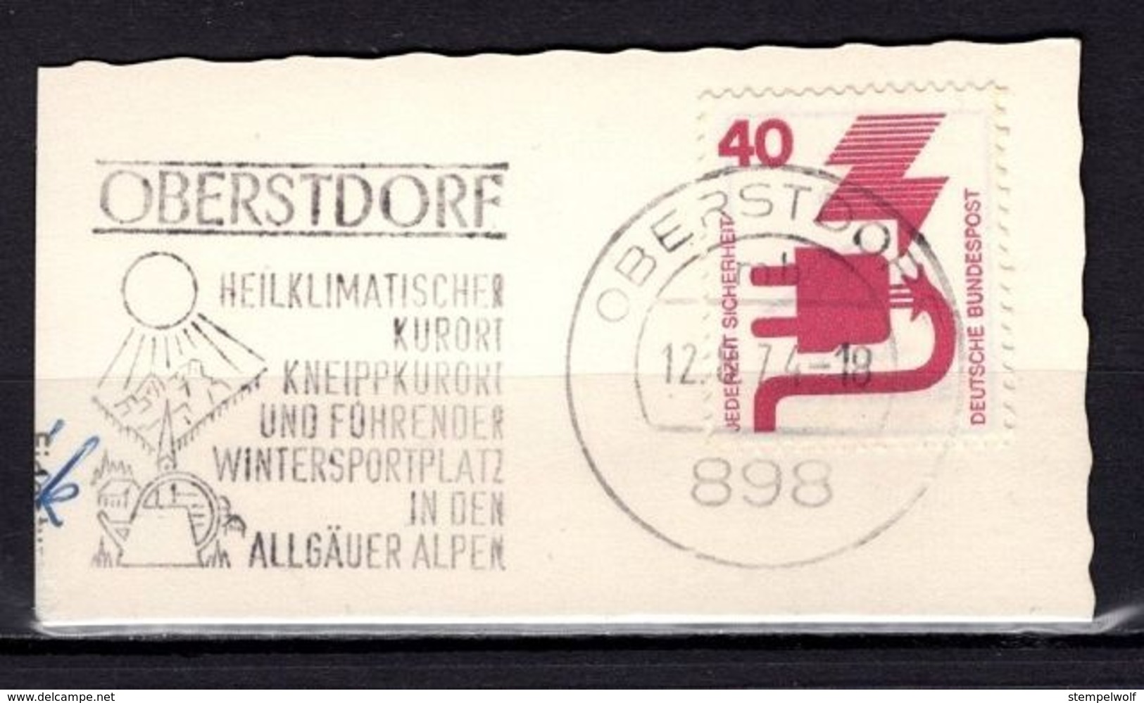Kartenstueck, EF Unfallverhuetung, MS Oberstdorf, 1974 (70827) - Briefe U. Dokumente