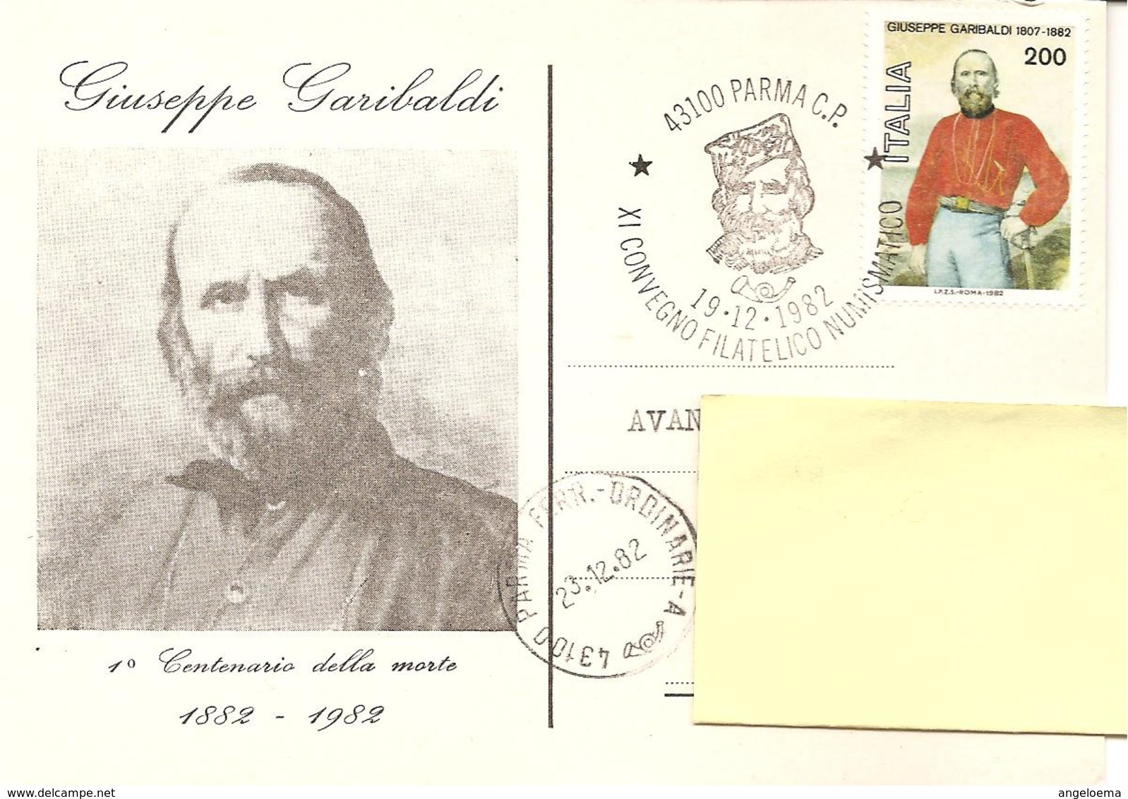 ITALIA - 1982 PARMA XI Convegno Fil. - 1° Cent. Morte GIUSEPPE GARIBALDI Su Cartolina Speciale - 2961 - Altri & Non Classificati