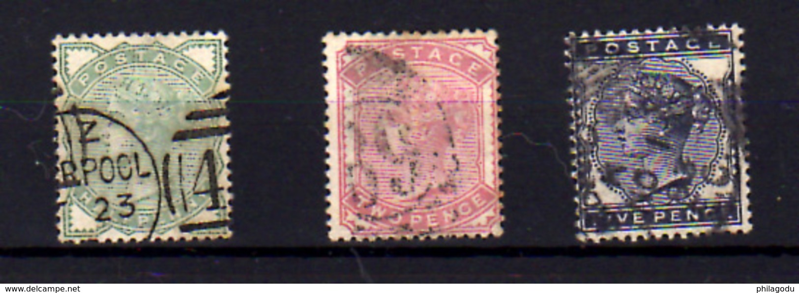 1880-81  Grande Bretagne,  Queen Victoria,   Yv. 67 – 70 - 71 Ø, Cote 245 €, - Used Stamps