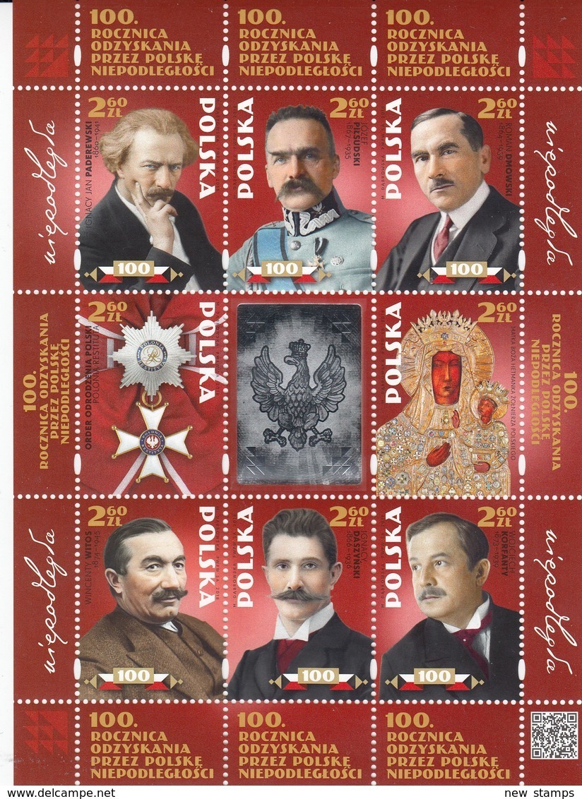 Poland 2018 100th Ann. Of Poland’s Regaining Independence SS MNH - Nuevos