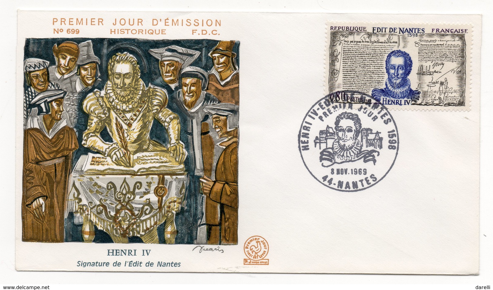 FDC France 1969 -  Henri IV - Edit De Nantes - YT 1618 - 44 Nantes - 1960-1969