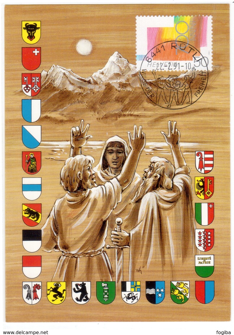 YN267    700e Anniversaire De La Confédération Rütli 22.02.1991 - Cartoline Maximum
