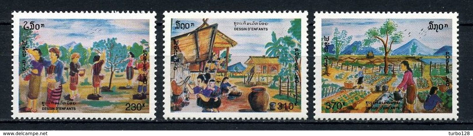 LAOS 1996 N° ... 1244K/1244M ** Neufs MNH  Superbes Dessins Enfants Café Repas Culture Légumes - Laos